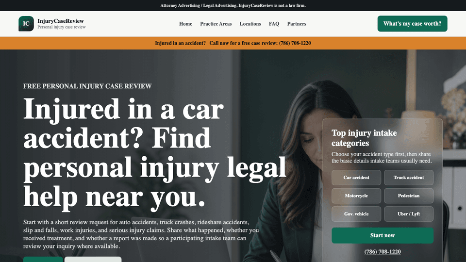 Screenshot preview of injurycase.reviews